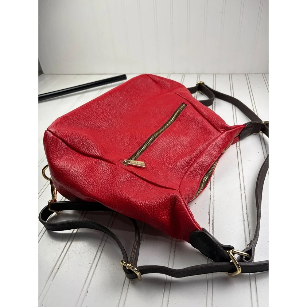 Valentina Vintage Y2K Red Pebbled Leather Slouchy Hobo Shoulder Bag Purse